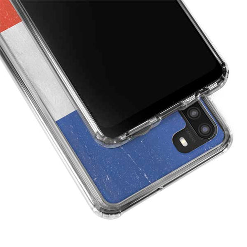 French Flag Distressed Galaxy A21 Clear Case